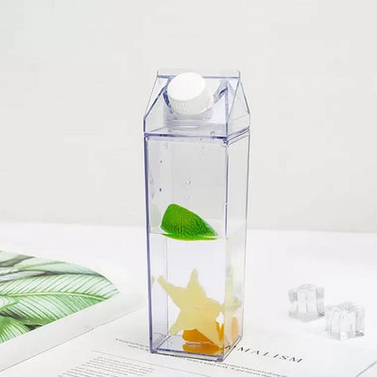 Transparent Milk Carton Water Bottle with Twist Cap