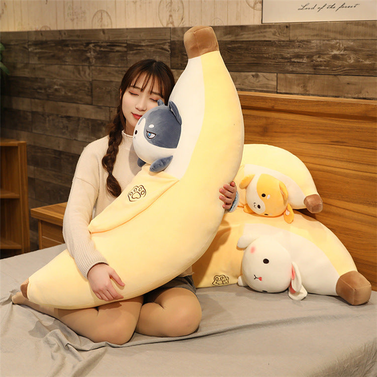 Large Peeling Banana Plush Toy with Cute Animal Variants - Bunny, Pig, Penguin & More