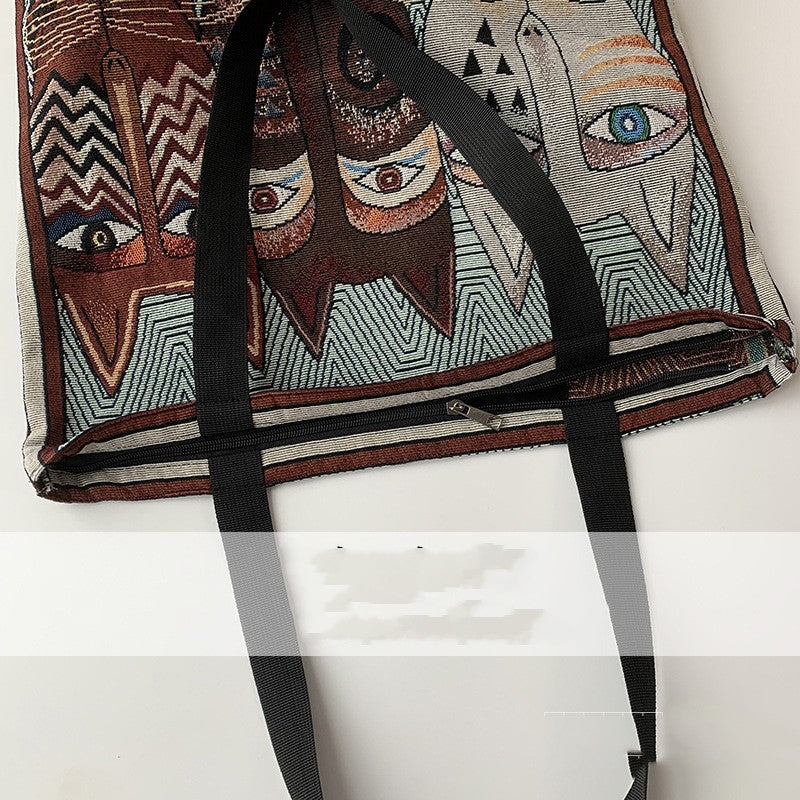 European Style Printed Tote Bag | Large Capacity Linen & Cotton Tote Bag