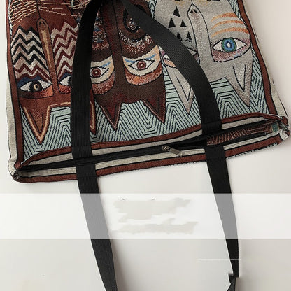 European Style Printed Tote Bag | Large Capacity Linen & Cotton Tote Bag