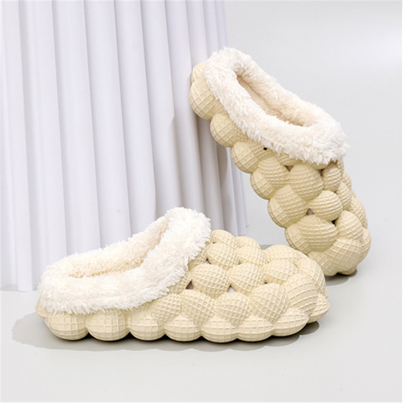 Warm Bubble Slides for Women – Non-Slip Thick Sole Indoor Slippers