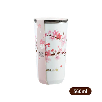 Cherry Blossom Stainless Steel Tea & Coffee Tumbler – Portable Cup