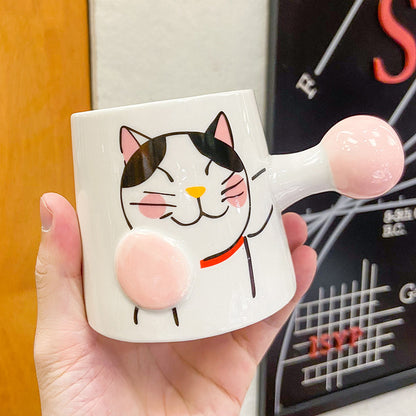 Cute Ceramic Boxing Cat Mugs in Colorful and Creative Design