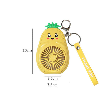 Cute Fruit & Animal Keychain with USB Charging Fan