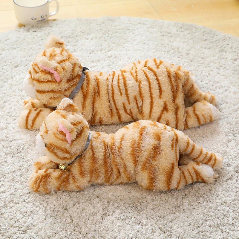 Adorable Stuffed Cat Toys Set in Grey, White, Striped, & Black Variants