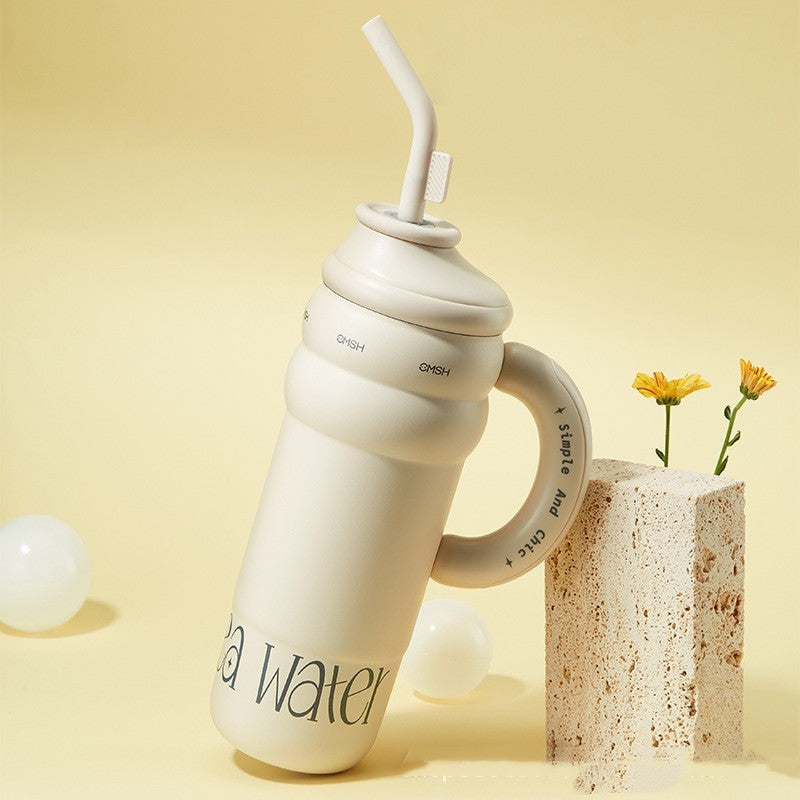 Pastel Stainless Steel Vacuum Tumbler with Handle and Straw