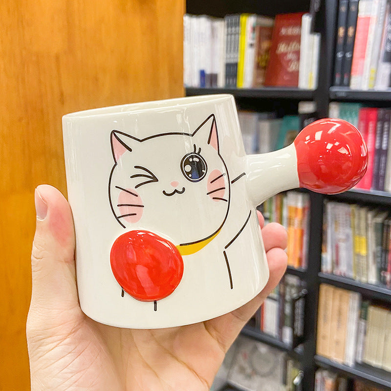 Cute Ceramic Boxing Cat Mugs in Colorful and Creative Design