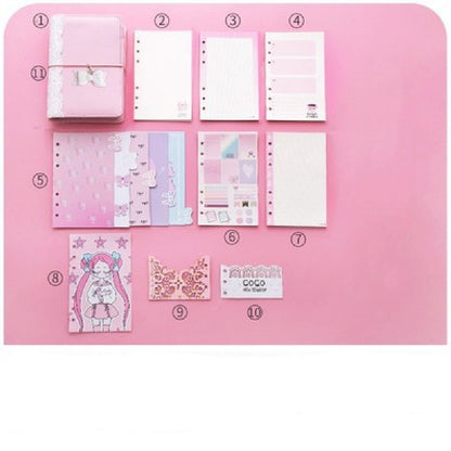 Cute Pink Loose-Leaf Diary for Girls with Stickers & Inserts