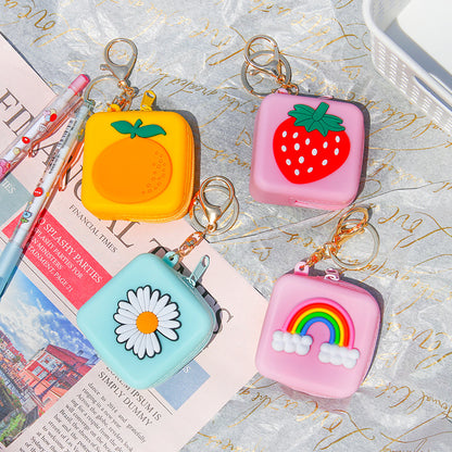 Cute Silicone Square Coin Purse & Earphone Case with Zipper