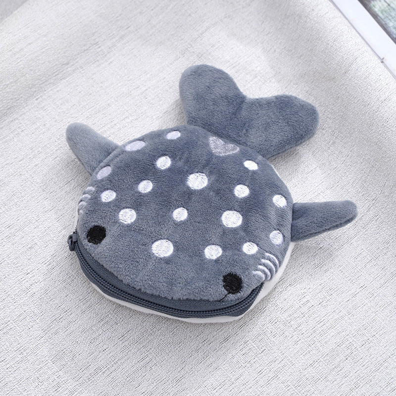 Cute Shark-Shaped Plush Coin Purse in Blue and Gray Variants