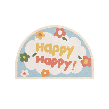 Cute Floral Half Round Door Mats - Non-Slip, Perfect for Bathroom Use